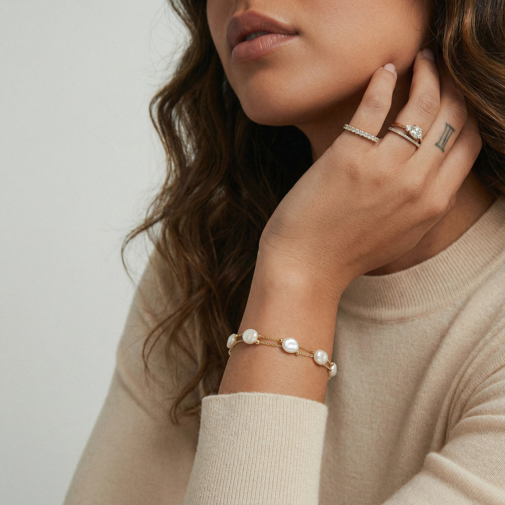 Baroque Pearl Layered Bracelet | Ava Sterling