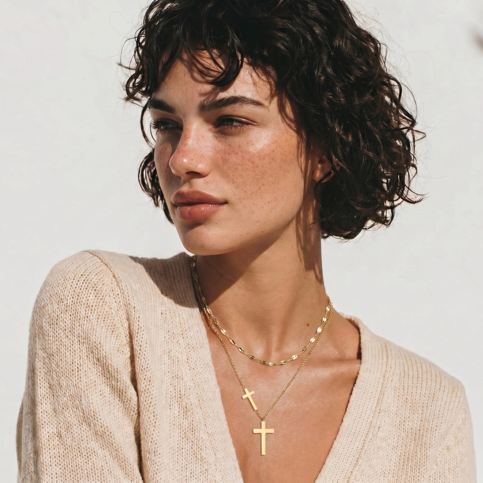Divine Layers Cross Necklace Set | Ava Sterling