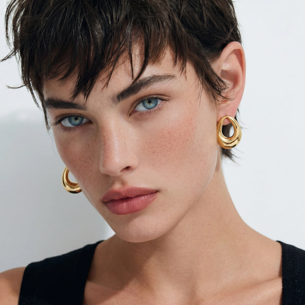 Golden Loop Studs | Ava Sterling