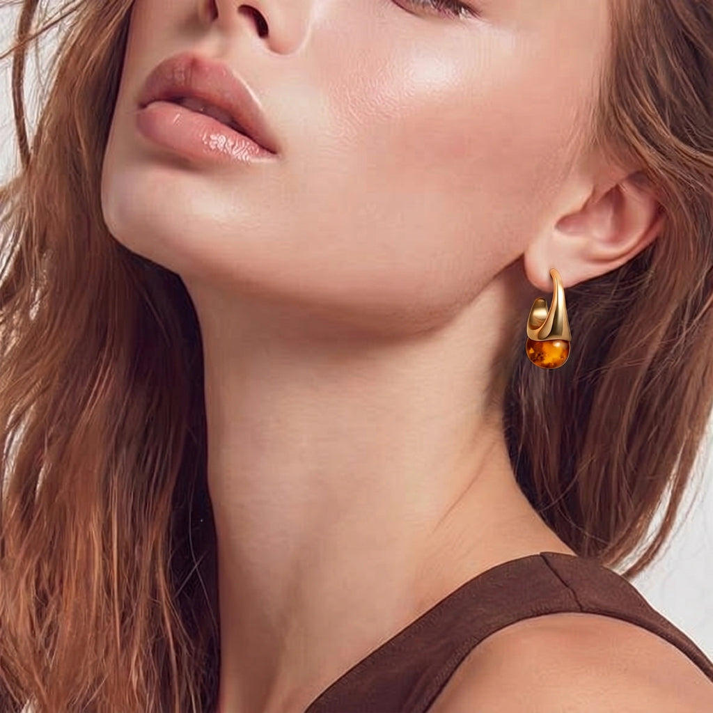 Amber Flow Drop Earrings | Ava Sterling