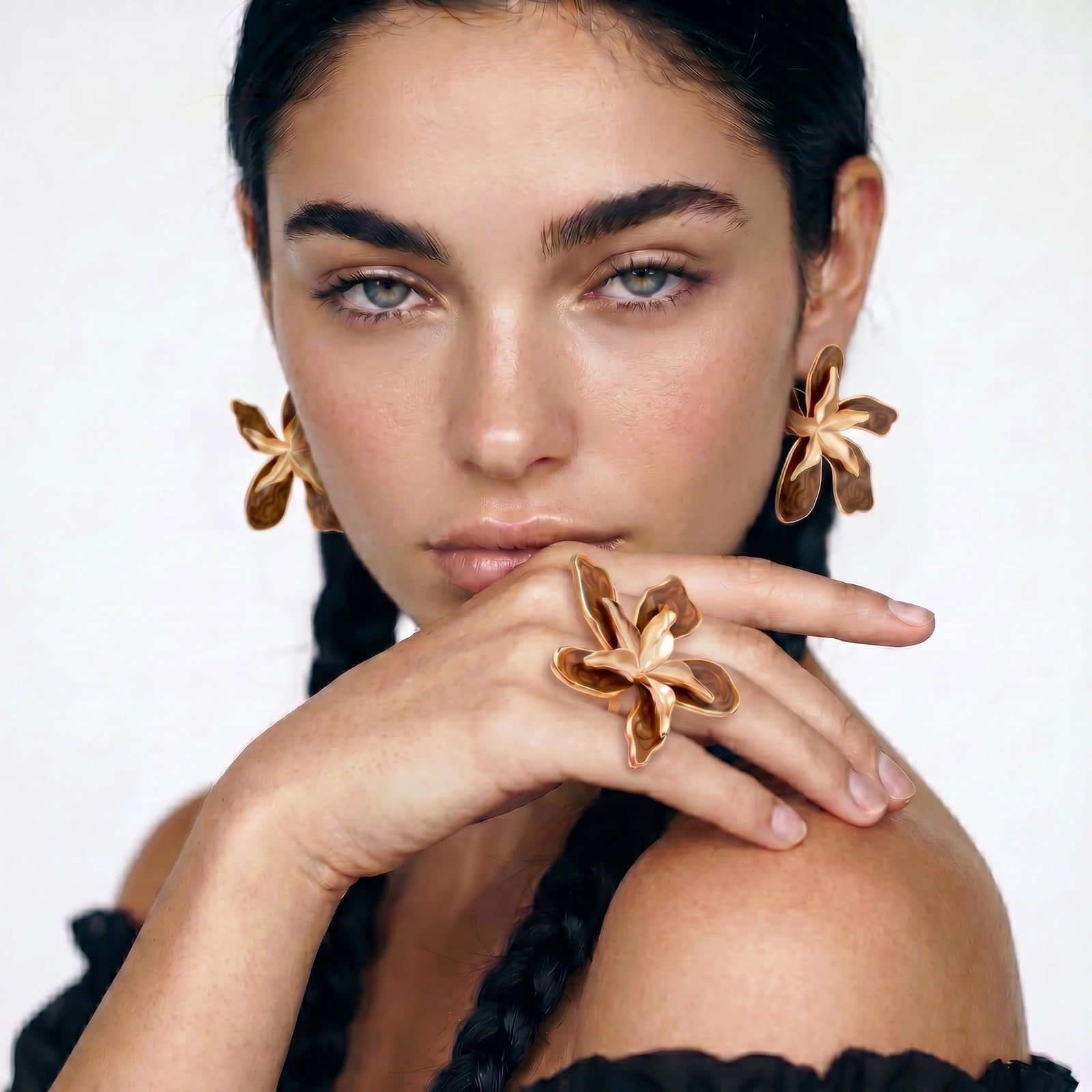 Golden Petal Statement Earrings | Ava Sterling